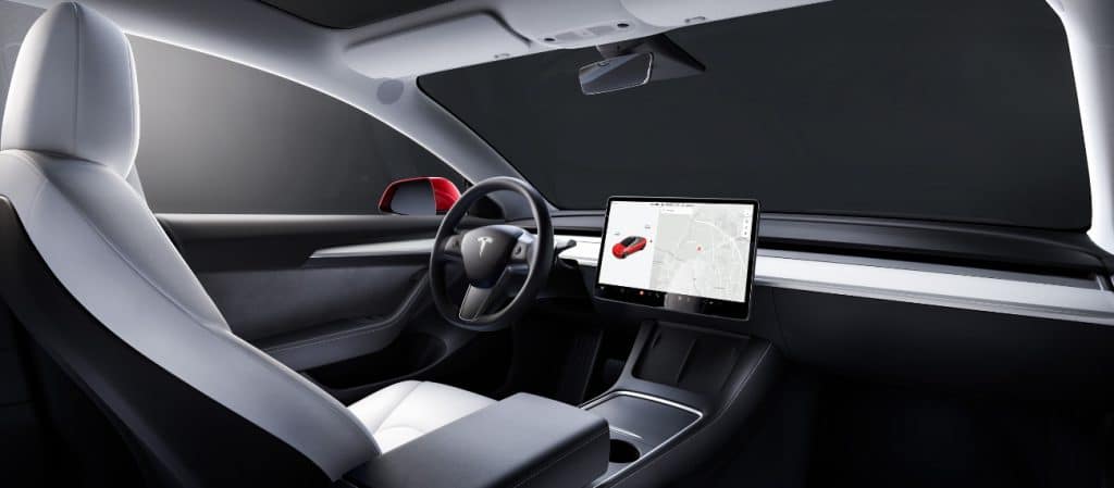 ภายในรถยนต์ไฟฟ้า Tesla Model 3